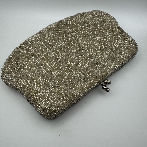 Two Vintage Seed Bead Gold And Silver Small Purse - Clutch Bags Handmade - Picture 3 of 11